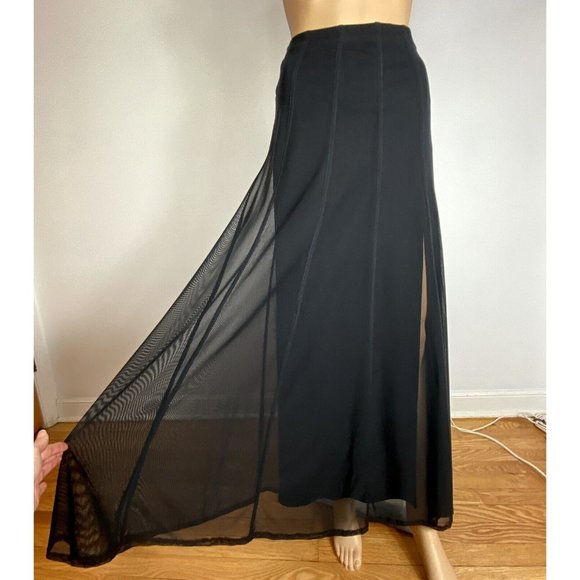 Veronique Young Stretch Mesh Maxi Skirt Sz 10 Made in USA Goth Grunge 90s Y2K - Picture 3 of 7